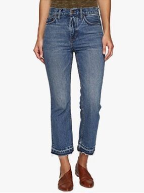 Free People High Rise Release Hem Crop Boot Jeans Womens 31